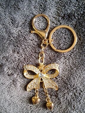 Gold Bow Crystal Keychain Key Ring